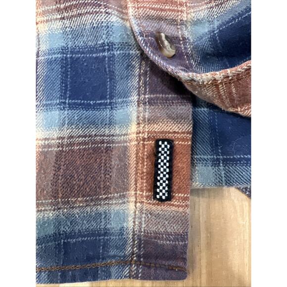 Vans Mens Medium Tailored Fit Flannel Shirt Plaid Button Up Long Sleeve - Picture 9 of 12